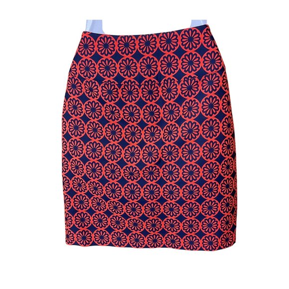 Anthropologie Maeve Lined Wool Blend Red Blue Floral Medallion Mini Skirt 2 - Picture 3 of 7